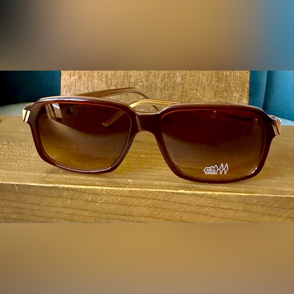 Brand New Paul Frank “no thrills for the cautious” Brown Gold Pearl Sunglasses